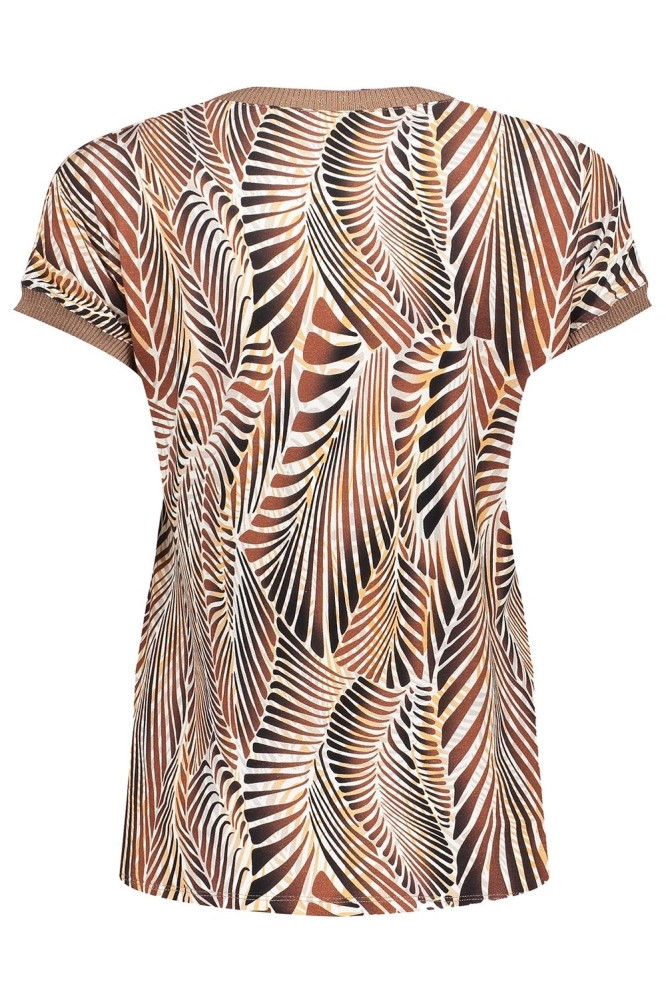 SARAH T SHIRT MET KORTE MOUWEN EN PRINT 52135 60 Camel/Sand